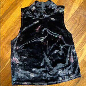 Velvet Floral Turtleneck Crop Top